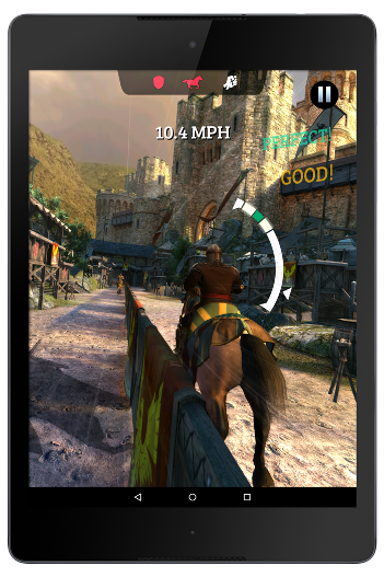 平板电脑,显示 Gameloft 的《Rival Knights》游戏画面